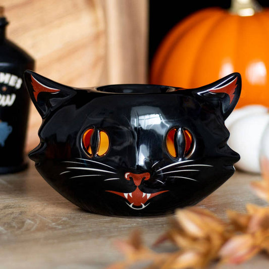 Eerie Black Cat Halloween Oil Burner