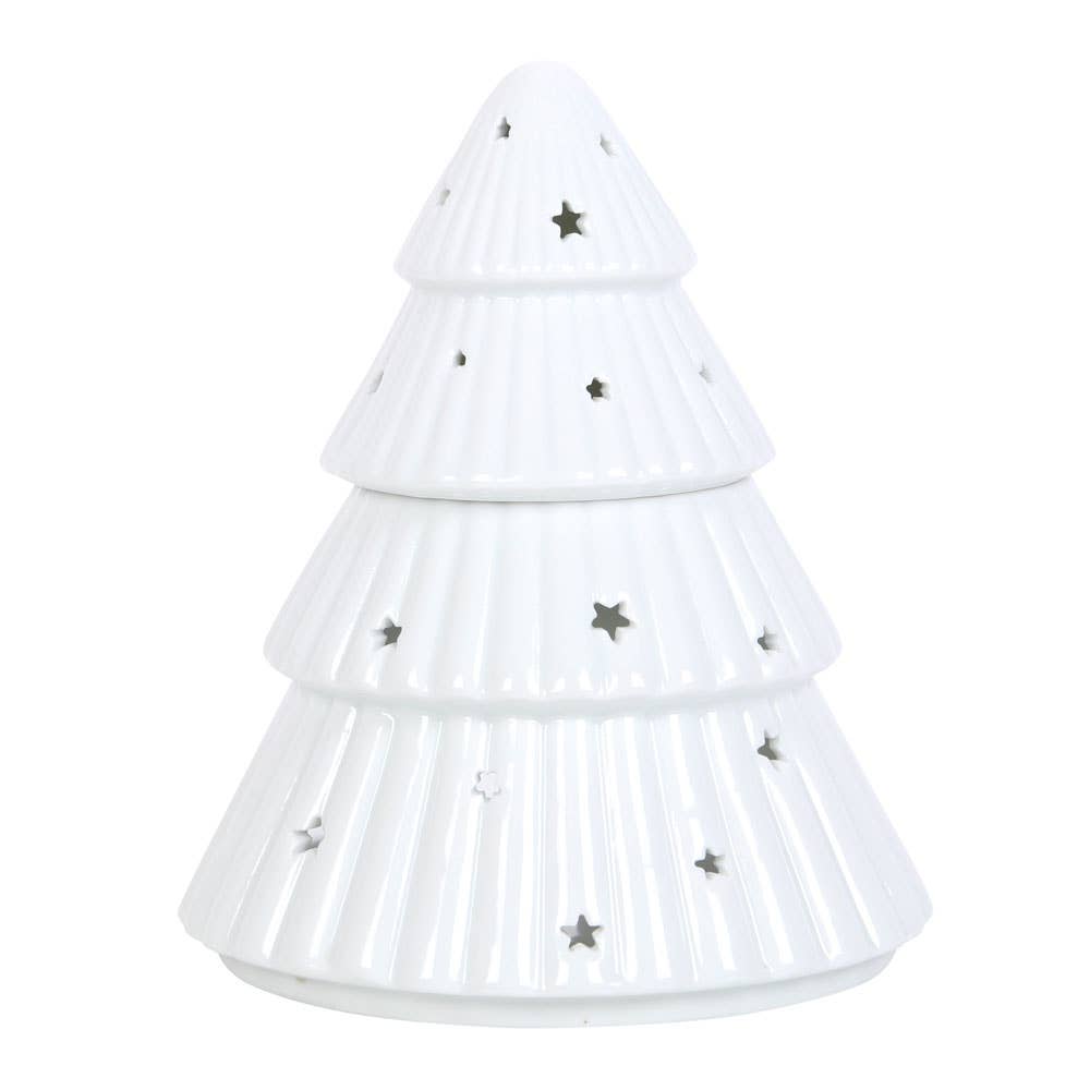 White Christmas Tree Oil/Wax Tea Light Burner