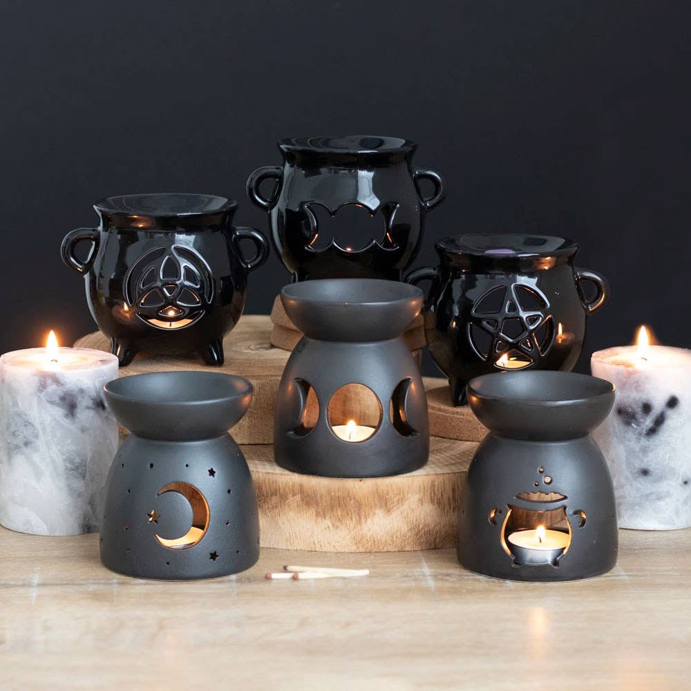 Gothic Triple Moon Cauldron Oil Burner and Wax Warmer