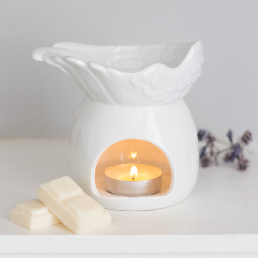 White Angel Wing Dish Oil Burner