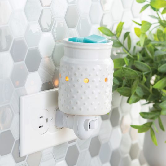 White Hobnail Plug In Fragrance Warmer